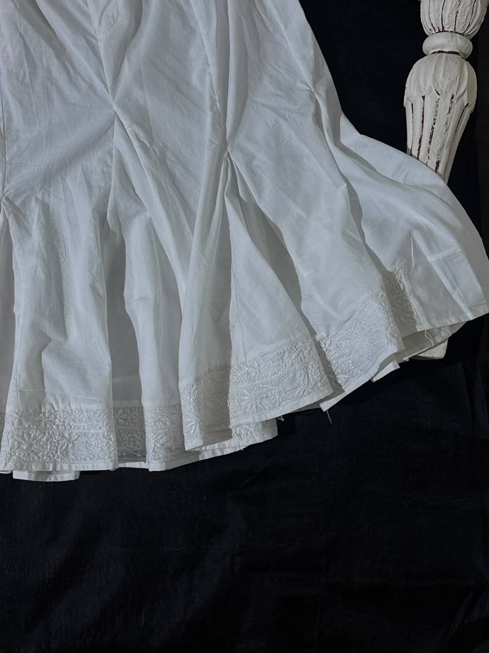 Chikankaari Safed Fish-Tail Skirt